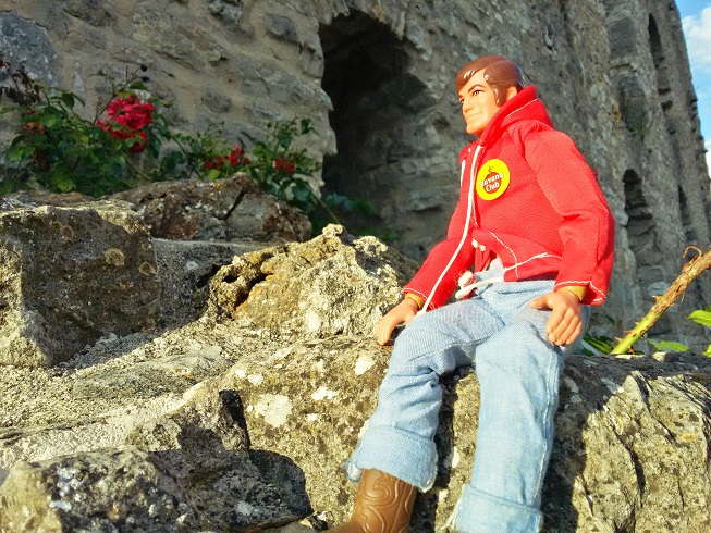 Scottish still life without sheep, Dudelsack and Nessie: „Ruins are my cup of love‟, Jimmy said and tried to get the beautiful little rose on his selfie while keeping the Martian tourists with their 20 m selfie stick out of the frame (Foto: Munich Globe Bloggers / Tara Tulpe)