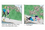 Bauch-Jogger-Oase: Oly-Park, München (Cartoon: Caroline Brösamle)